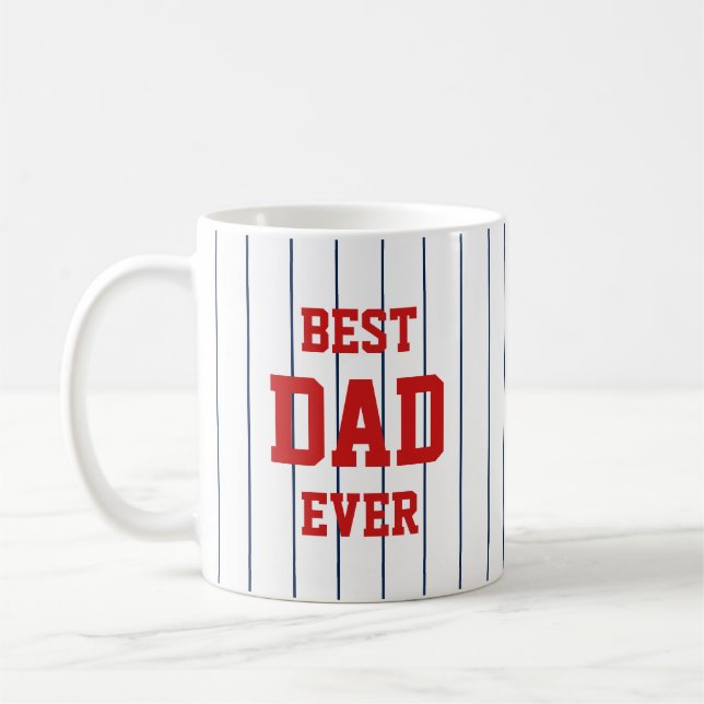 Editierbare Farben Baseball Streifen Bester Vater  Kaffeetasse (Links)