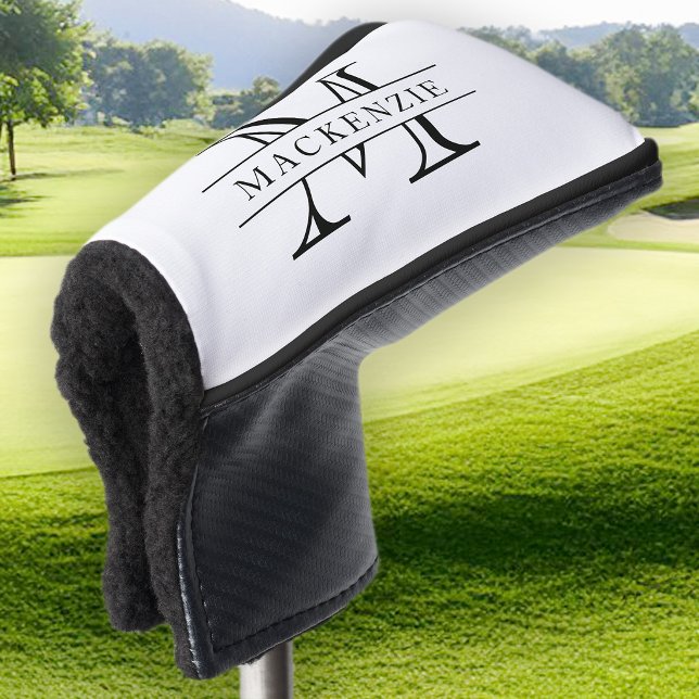 Editierbare Farben Klassischer Grenzname Monogramm Golf Headcover (Von Creator hochgeladen)