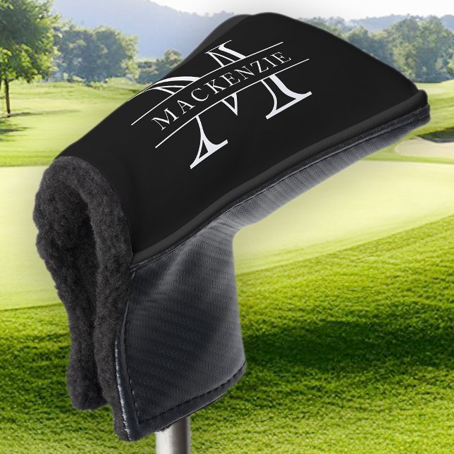 Editierbare Farben Klassischer Grenzname Monogramm Golf Headcover (Von Creator hochgeladen)