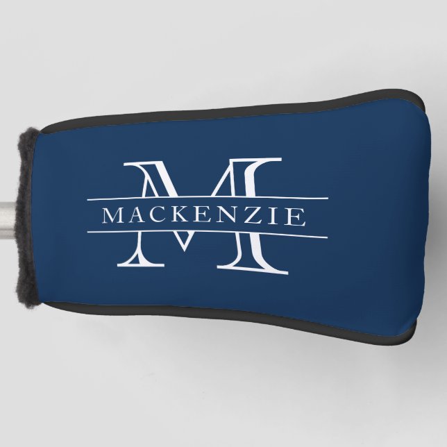 Editierbare Farben Klassischer Grenzname Monogramm Golf Headcover (Vorderseite)