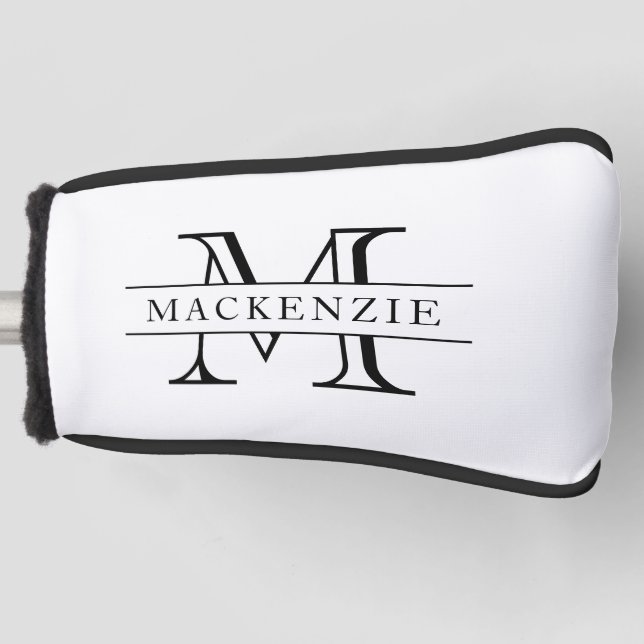 Editierbare Farben Klassischer Grenzname Monogramm Golf Headcover (Vorderseite)