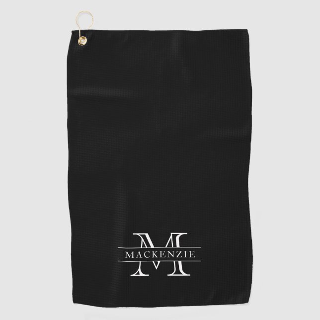 Editierbare Farben Klassischer Grenzname Monogramm Golfhandtuch (Vorderseite)
