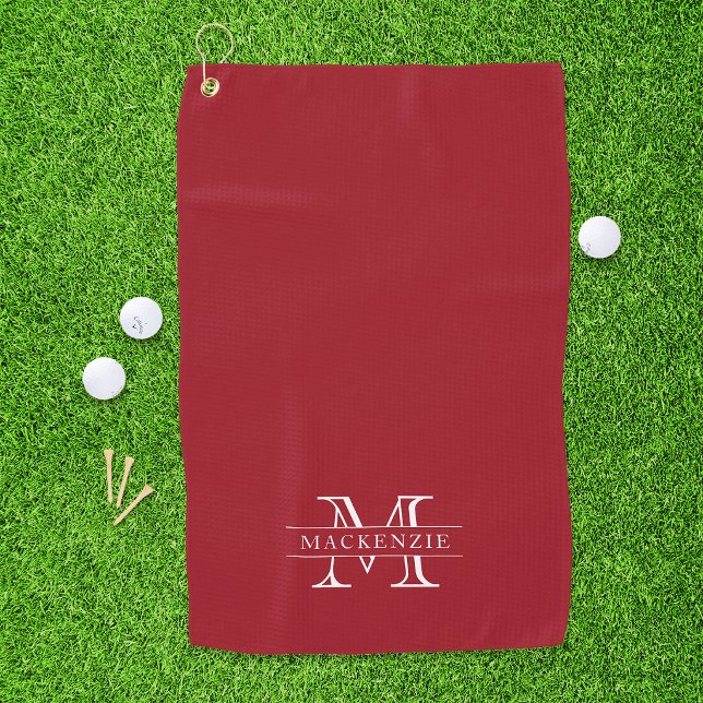 Editierbare Farben Klassischer Grenzname Monogramm Golfhandtuch (Von Creator hochgeladen)