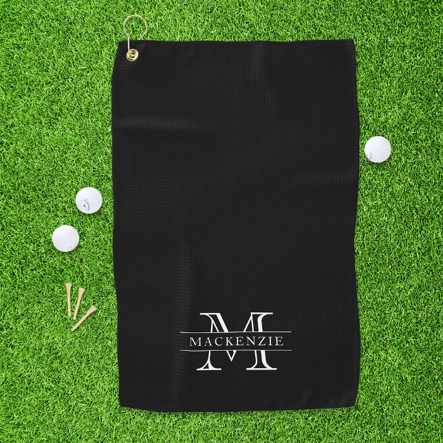 Editierbare Farben Klassischer Grenzname Monogramm Golfhandtuch (Von Creator hochgeladen)