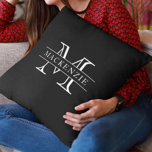 Editierbare Farben Klassischer Grenzname Monogramm Kissen