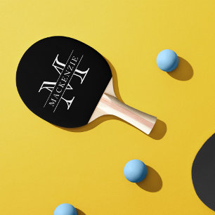Editierbare Farben Klassischer Grenzname Monogramm Tischtennis Schläger