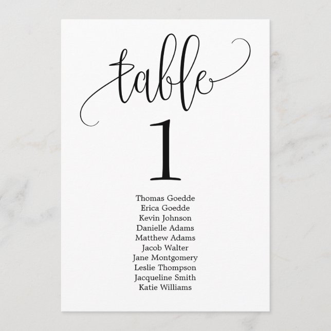 Editierbare Farbliche Farbige Calligrafy-Sitzkarte Menükarte (Vorderseite)