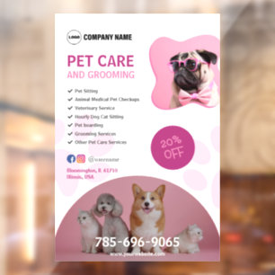 Editierbare Fensterklammern für Pet Care Services Fensteraufkleber