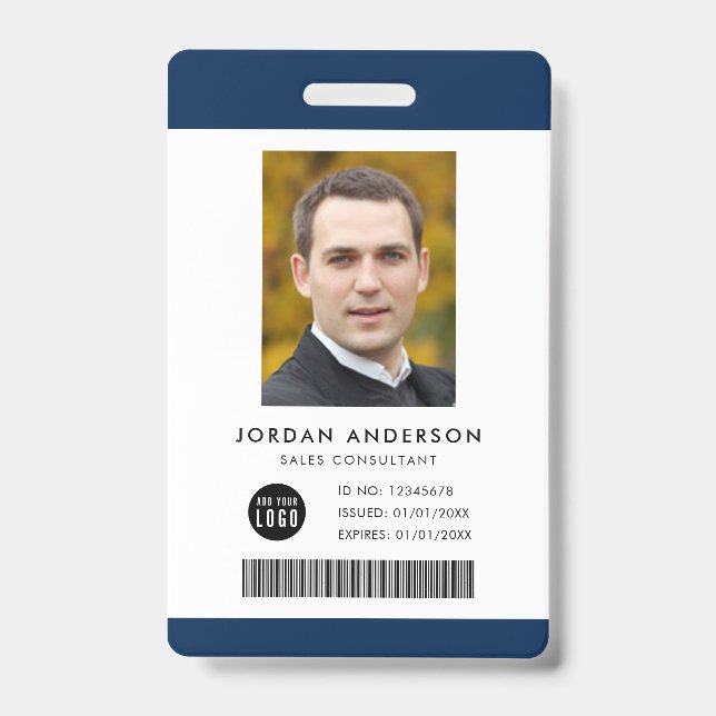 Editierbare Foto-ID für das Logo hinzufügen Strich Ausweis (Vorderseite)