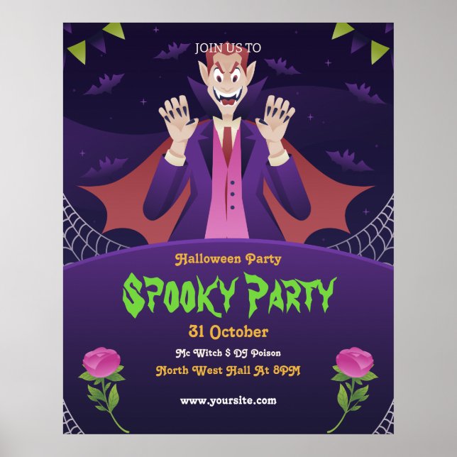 Editierbare Halloween-Einladung, Halloween-Party Poster (Vorne)