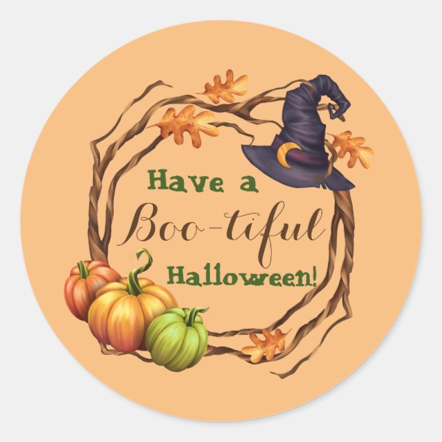 Editierbare Halloween Herbst Party Leckerei Gunst  Runder Aufkleber (Vorderseite)