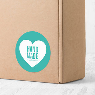 Editierbare Hintergrundfarbe Handmade Modern Heart Runder Aufkleber