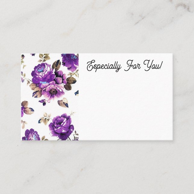 Editierbare Lila Blume Shop Bouquet Message Card Visitenkarte (Vorderseite)