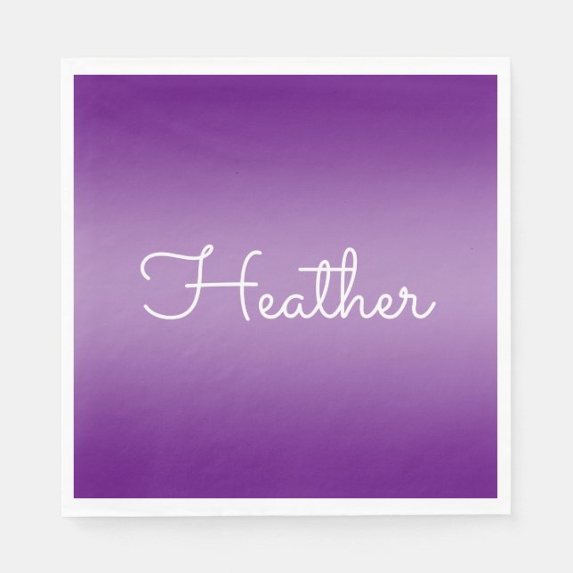 Editierbare Lila Violettfarbe und Weißschrift Serviette (Vorderseite)