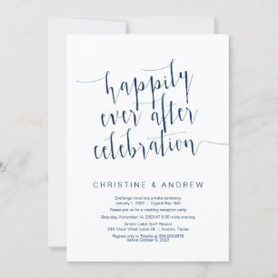 Editierbare moderne Navy-Blue-Schrift, Hochzeitsfl Einladung