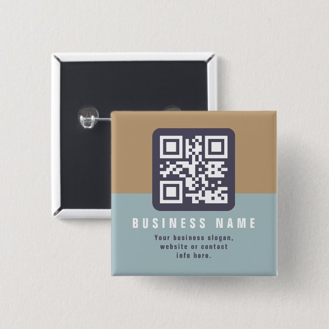 Editierbare moderne QR-Codevorlage | Farbmangel Button (Vorne & Hinten)