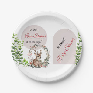 Editierbare Niedliche Woodland Babydusche Teller