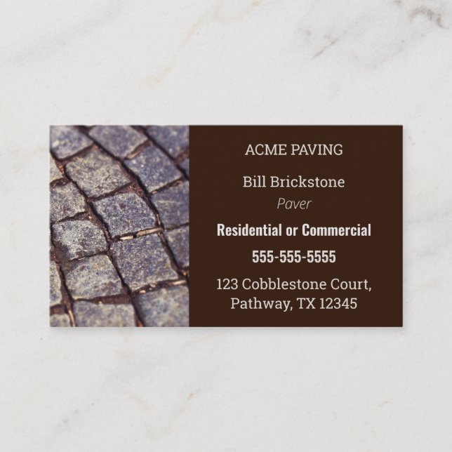 Editierbare Pavers Business Card Visitenkarte (Vorderseite)