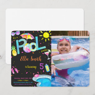 Editierbare Pool-Geburtstags-Foto-Einladung Einladung
