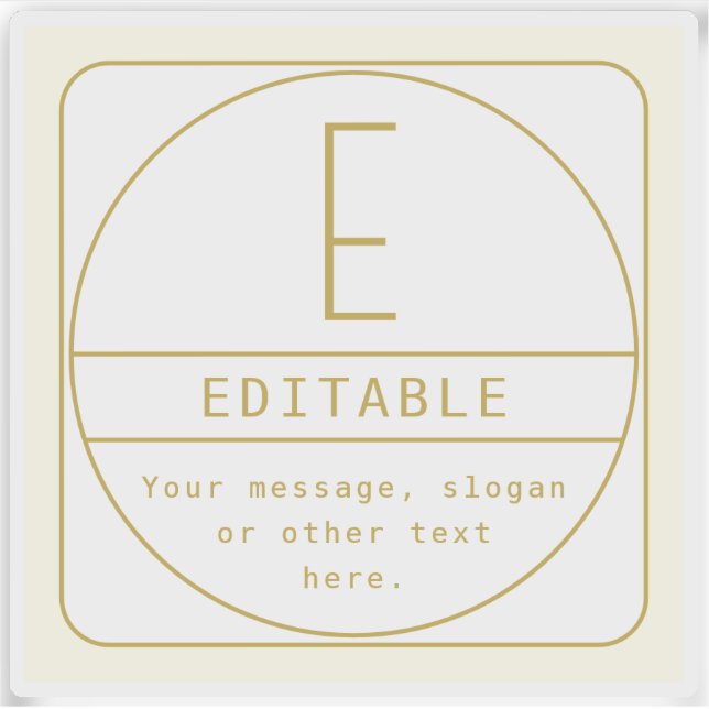 Editierbare Retro-moderne Designvorlage Gold & Wei Aufkleber (Vorderseite)