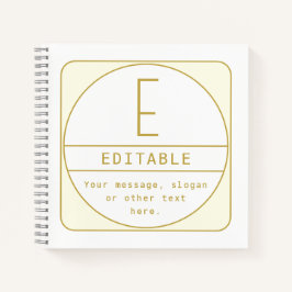 Editierbare Retro-moderne Designvorlage Gold & Wei Notizbuch