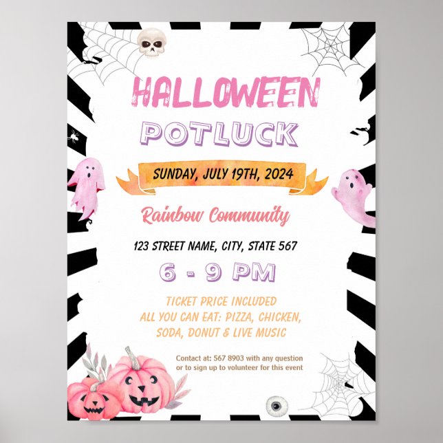 Editierbare Rosa halloween Flyer Poster (Vorne)