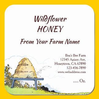 Editierbare Rustikale Bienen und Wolken 1,5" Quadratischer Aufkleber