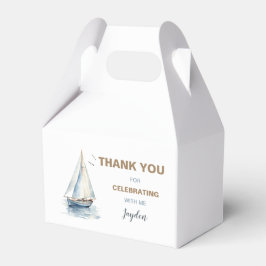 Editierbare Sailboat Birthday Gable Box - Blau Geschenkschachtel
