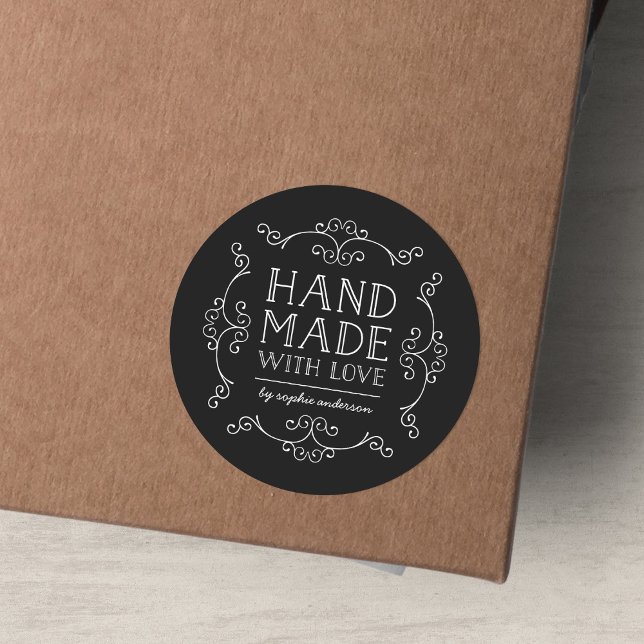 Editierbare Schnörkel mit Liebe Runder Aufkleber (Von Creator hochgeladen)