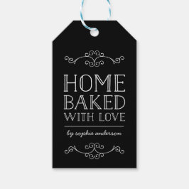 Editierbare Schnörkel Zuhause gebacken mit Liebe Geschenkanhänger