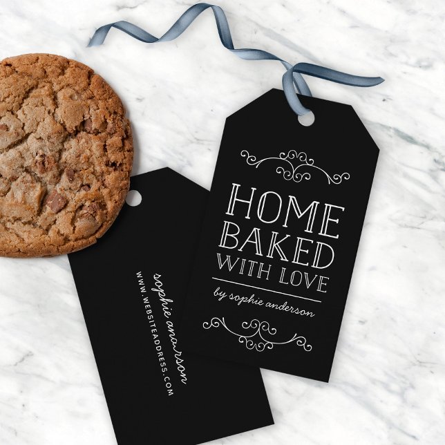 Editierbare Schnörkel Zuhause gebacken mit Liebe Geschenkanhänger (Von Creator hochgeladen)
