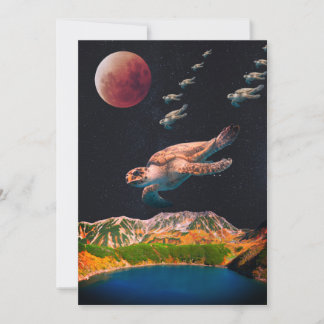 Editierbare Surrealschildkröten mit Raumkarte Feiertagskarte