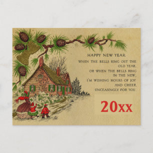 Editierbare Vintage Neujahrsgrüße Postkarte