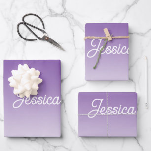 (Editierbare) violette Ombre-Farbe & Ihr Text Geschenkpapier Set