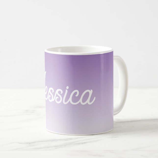 (Editierbare) violette Ombre-Farbe & Ihr Text Kaffeetasse (VorderseiteRechts)