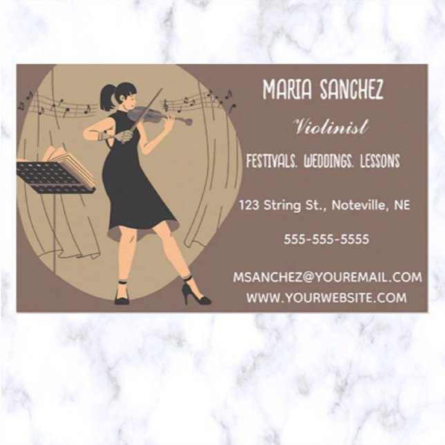 Editierbare Violinist Musician Business Card Visitenkarte (Von Creator hochgeladen)