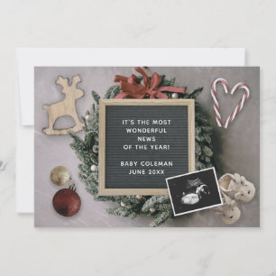 Editierbare Weihnachtszeit Baby Sonogram Pregnancy Ankündigung