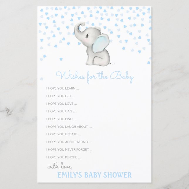 Editierbare Wünsche für Babykarte, Babydusche (Vorderseite)