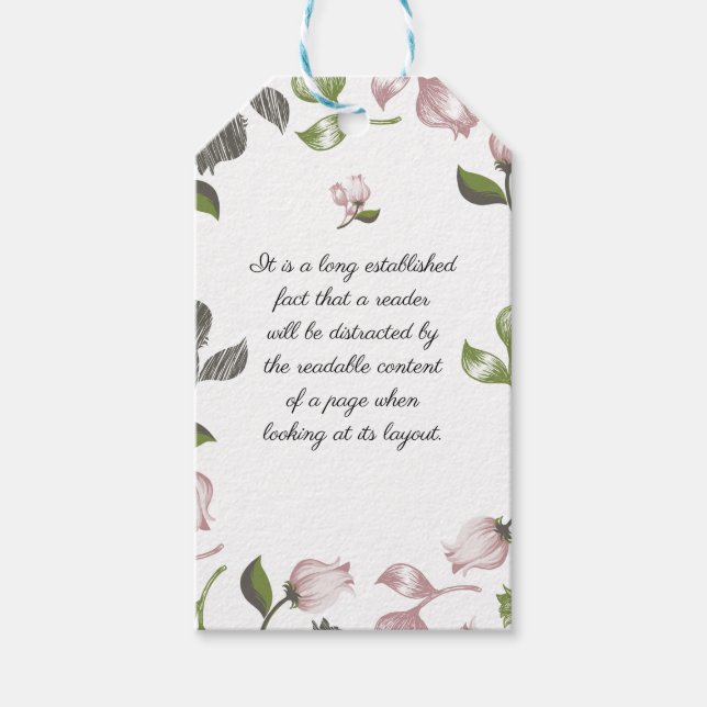Editierbare Zitate mit weißer Blumenkunst Geschenkanhänger (Vorderseite)