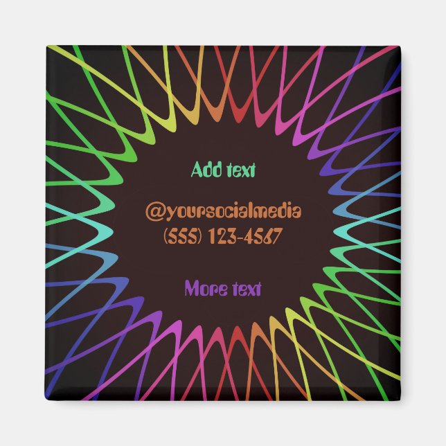 Editierbarer 70er Retro Hippie Psychedelic Magnet (Vorne)