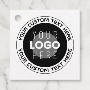 Editierbarer Circle Text & Replaceable Logo B&W Geschenkanhänger