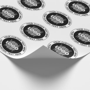 Editierbarer Circle Text & Replaceable Logo B&W Geschenkpapier