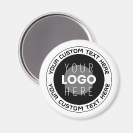 Editierbarer Circle Text & Replaceable Logo | B&W Magnet
