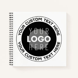 Editierbarer Circle Text & Replaceable Logo | B&W Notizbuch