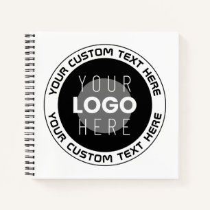 Editierbarer Circle Text & Replaceable Logo B&W Notizbuch