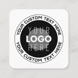 Editierbarer Circle Text & Replaceable Logo | B&W Quadratische Visitenkarte