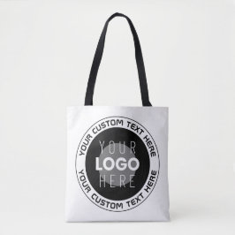 Editierbarer Circle Text & Replaceable Logo | B&W Tasche