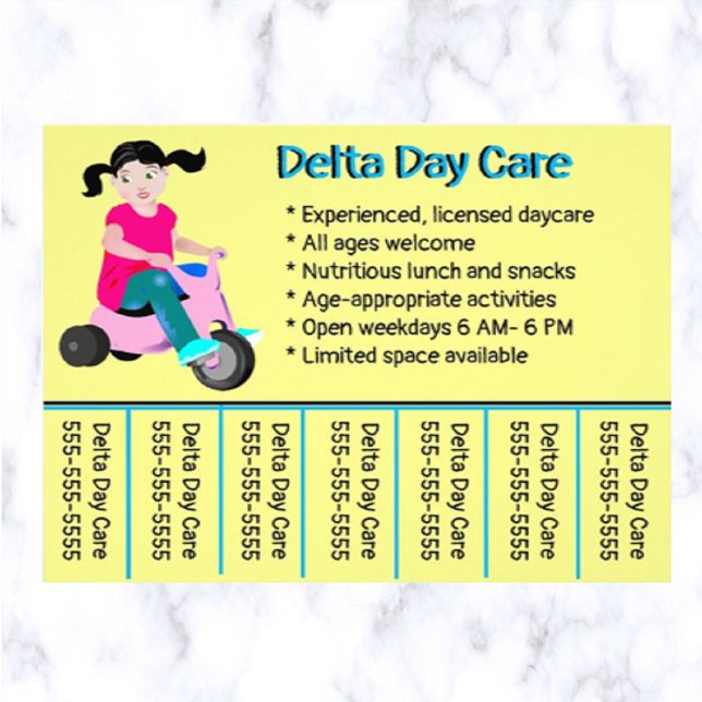 Editierbarer Daycare Phone Number Flyer (What a great way to advertise your day care business!)