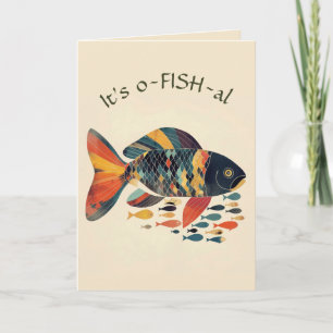 Editierbarer Fisch wird offiziell Geburtstag alt Karte