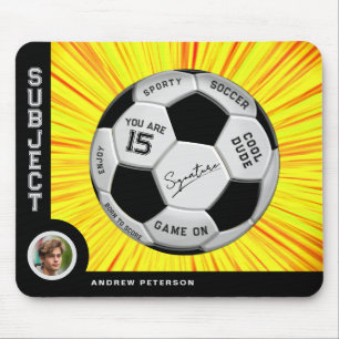 Editierbarer Fußball Modern Gelb Meilenstein  Mousepad